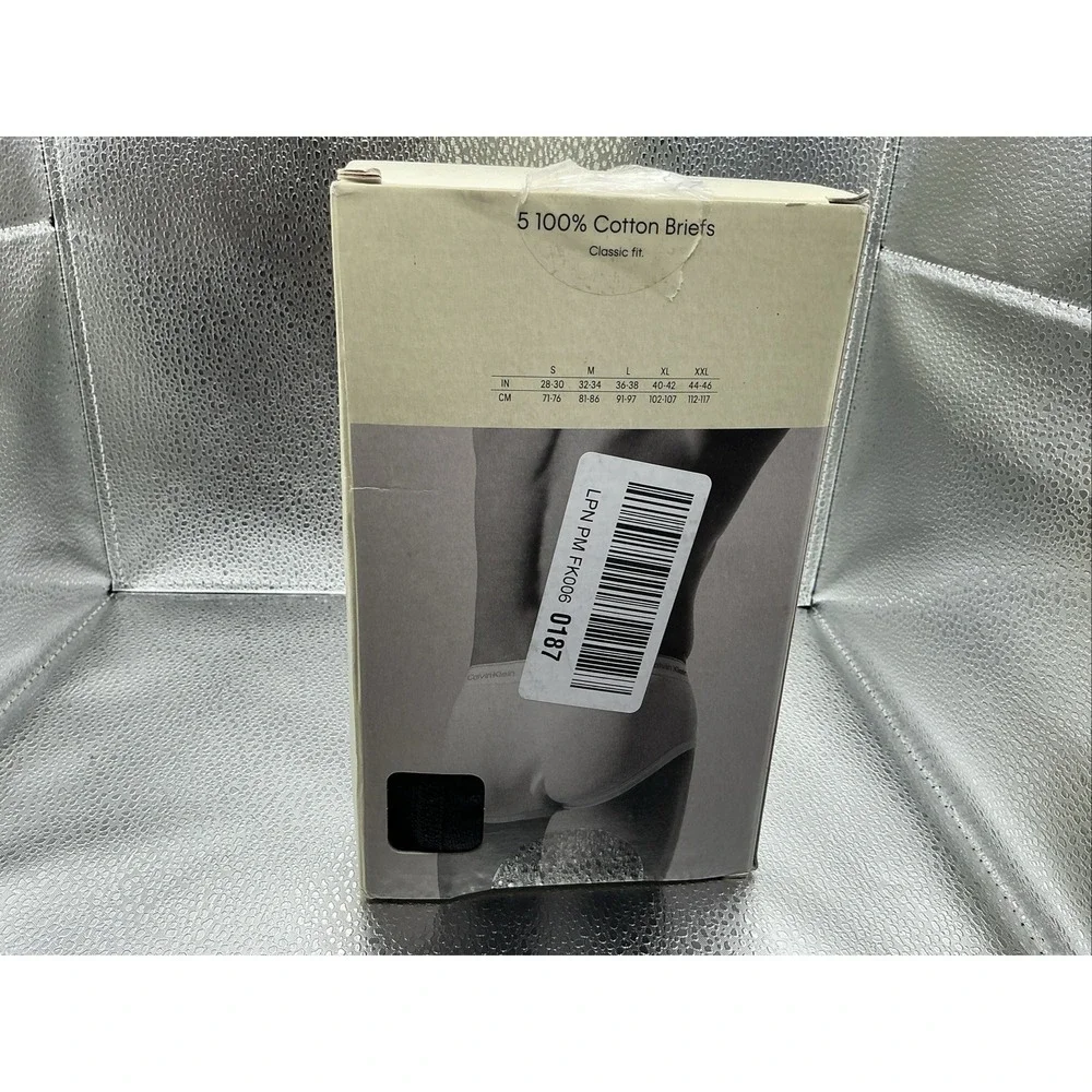 Calvin Klein Men's 5-Pack 100% Cotton Breathable Briefs Size XL - Black NIB